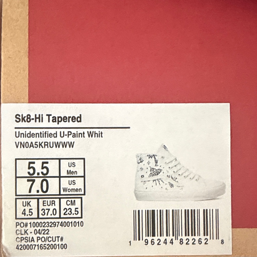Vans White High-Tops with Black Graphic Design
